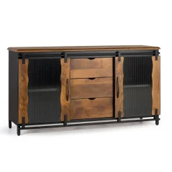 Wohnen Design Sideboard aus Mangoholz und Metall - Aglia
