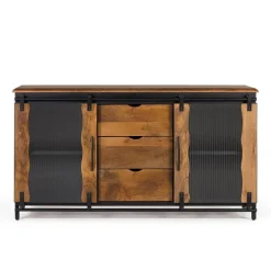 Wohnen Design Sideboard aus Mangoholz und Metall - Aglia