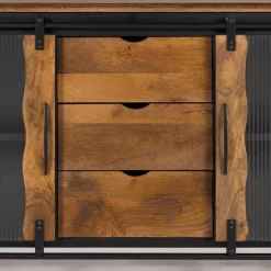 Wohnen Design Sideboard aus Mangoholz und Metall - Aglia