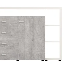 Wohnen Design Sideboard in Beton Optik & Weiß - Venatio