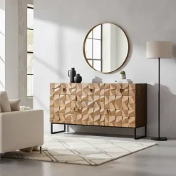 Wohnen Design Sideboard in Bronze und Mango Natur - Bensez