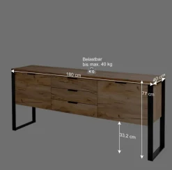 Wohnen Design Sideboard in Eiche Optik - Ilvensa