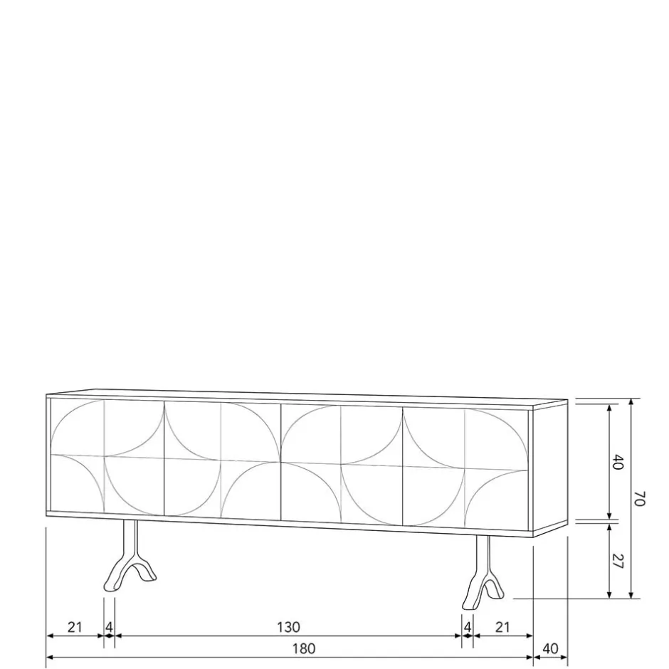 Wohnen Design Sideboard in Nussbaum aus Mango Holz - Pisino