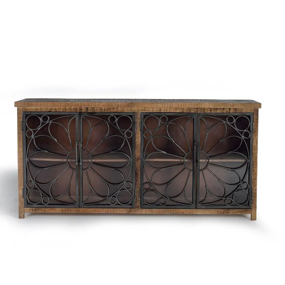 Wohnen Design Sideboard mit vier Glas Metalltüren - Everton