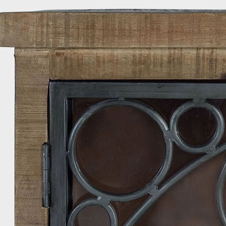 Wohnen Design Sideboard mit vier Glas Metalltüren - Everton