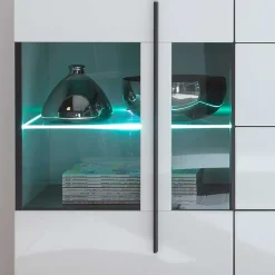 Design Sideboard Nennja in Weiß Hochglanz Glas^Wohnen Discount