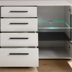 Design Sideboard Nennja in Weiß Hochglanz Glas^Wohnen Discount