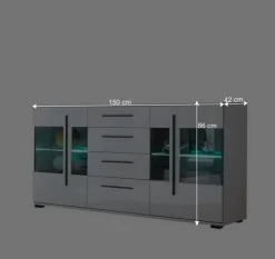 Design Sideboard Nennja in Weiß Hochglanz Glas^Wohnen Discount