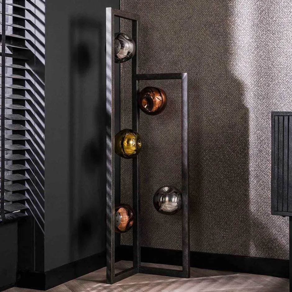 Design Stehleuchte mit fünf Glas Kugelschirmen - Ranica^Wohnen