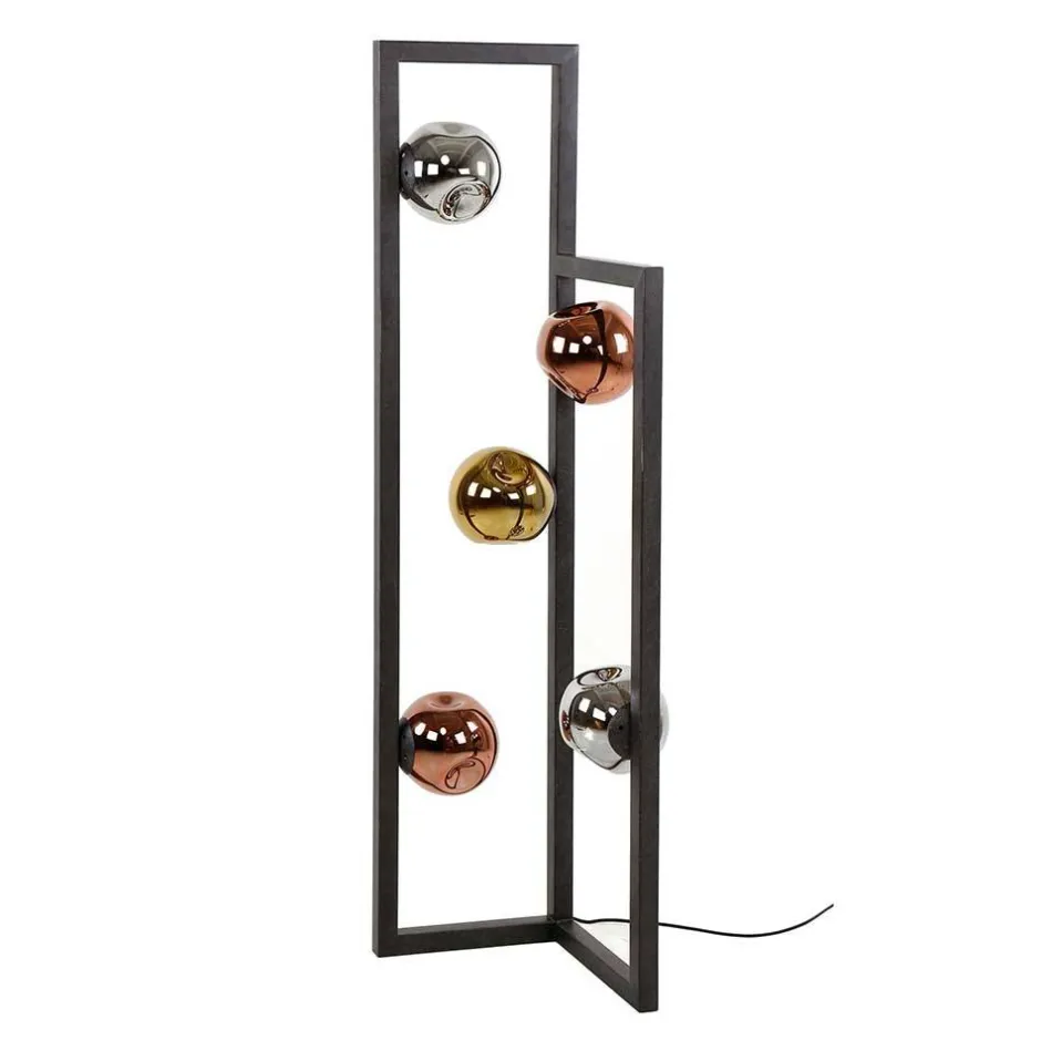 Design Stehleuchte mit fünf Glas Kugelschirmen - Ranica^Wohnen