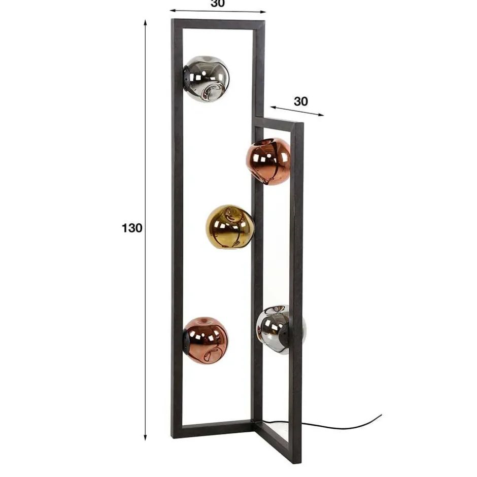 Design Stehleuchte mit fünf Glas Kugelschirmen - Ranica^Wohnen