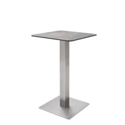 Wohnen Design Stehtisch mit Glas Keramik in Braun Langton & Edelstahl Säulengestell