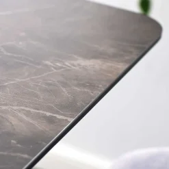 Wohnen Design Stehtisch mit Glas Keramik in Braun Langton & Edelstahl Säulengestell