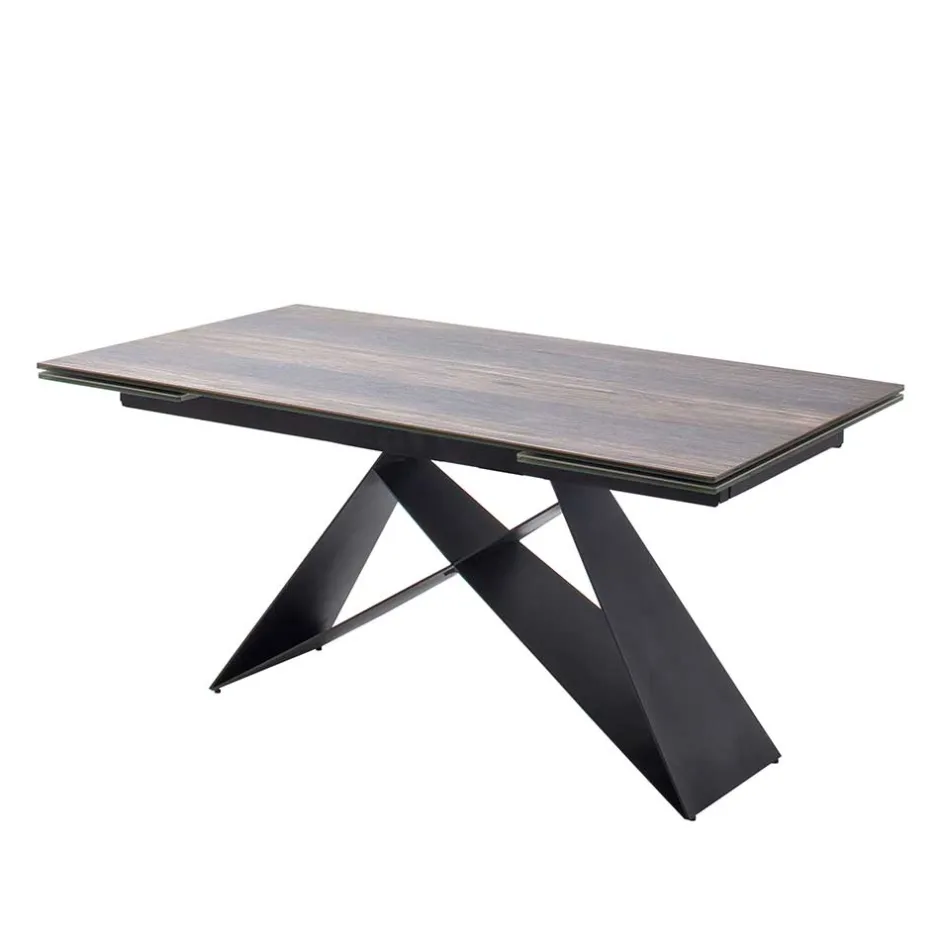 Wohnen Design Tisch mit Keramikplatte Holz Optik - Cateyna