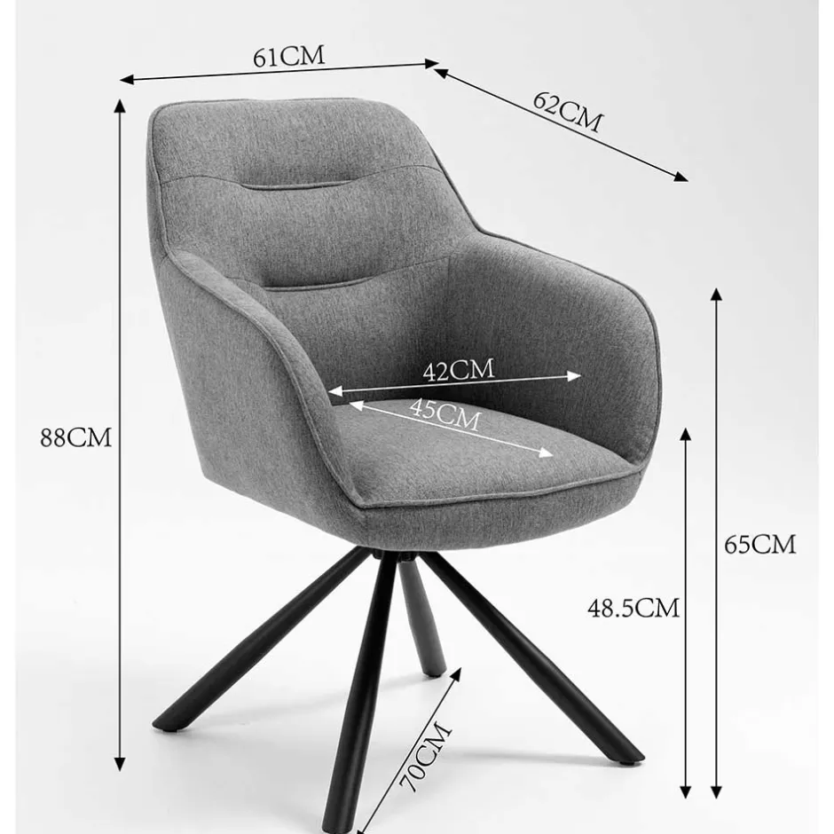 Design Tischsessel drehbar in Grau - Fiorenca (2er Set)^Wohnen Discount