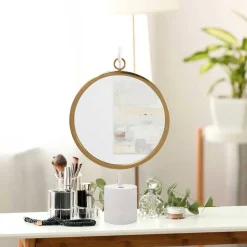 Wohnen Design Tischspiegel in Weiß mit Gold - Tihano