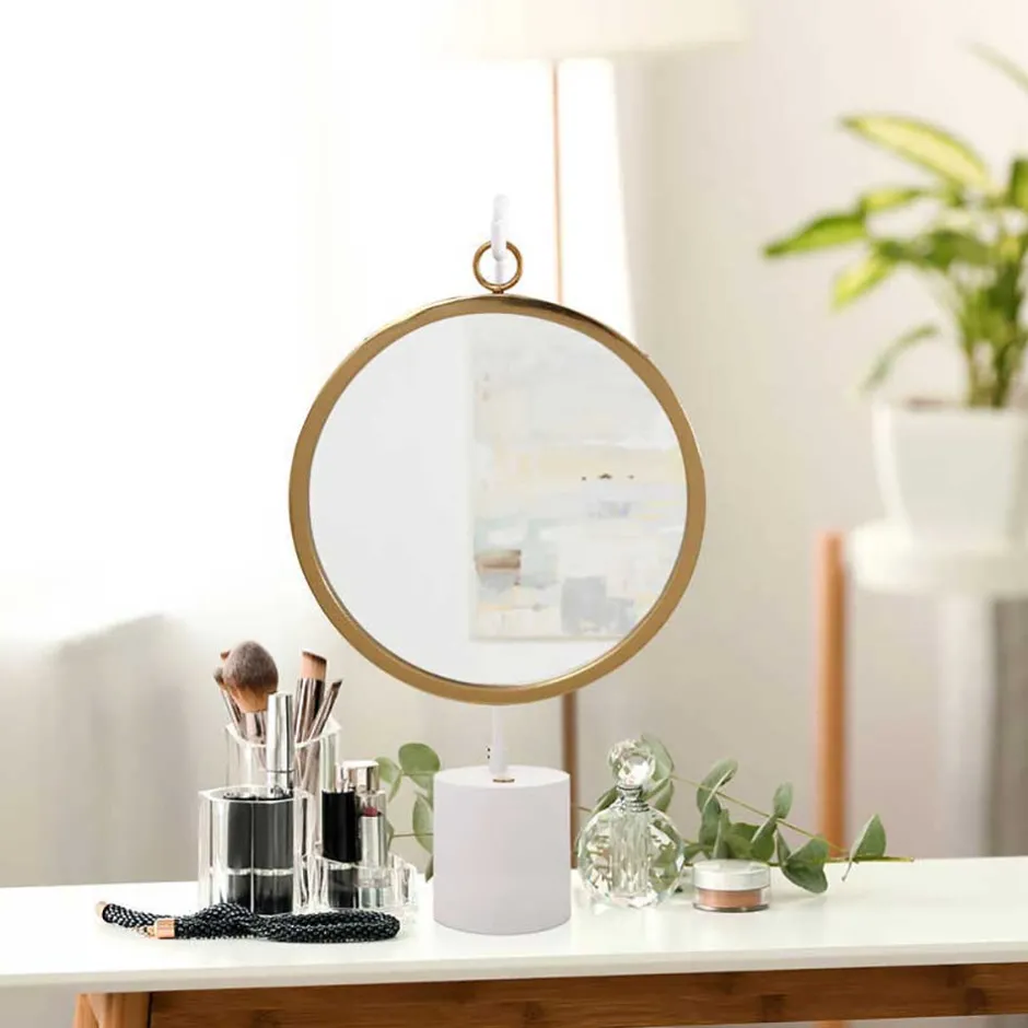 Wohnen Design Tischspiegel in Weiß mit Gold - Tihano