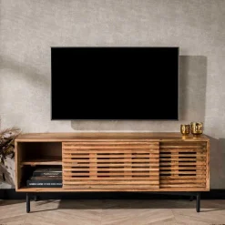 Design TV Board mit Lamellen Schiebetüren - Janana^Wohnen Discount