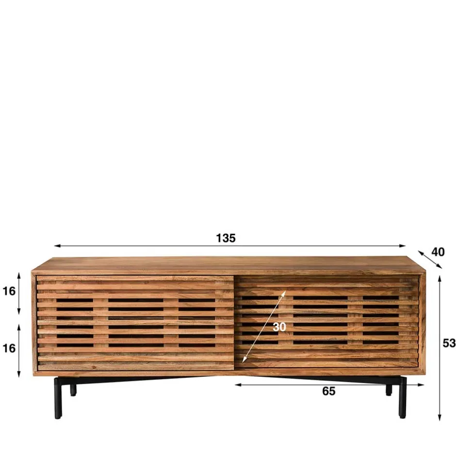 Design TV Board mit Lamellen Schiebetüren - Janana^Wohnen Discount