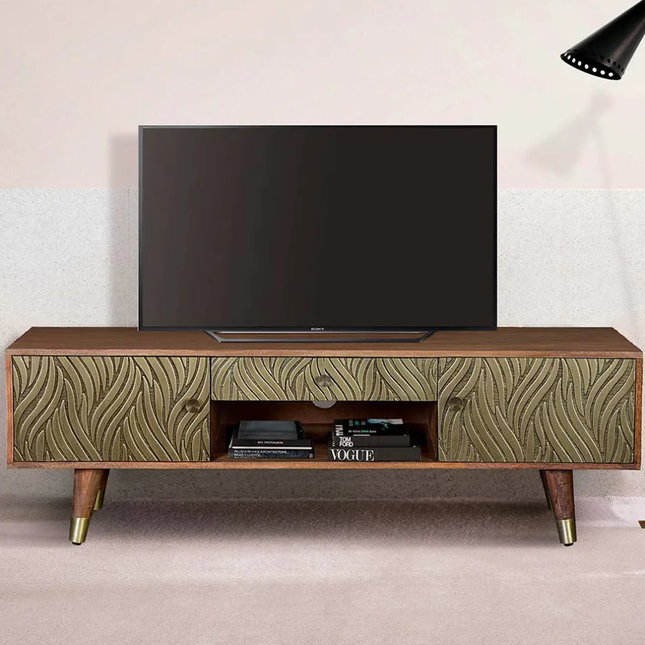 Wohnen Design TV Kommode aus Mangoholz und Metall - Filurina