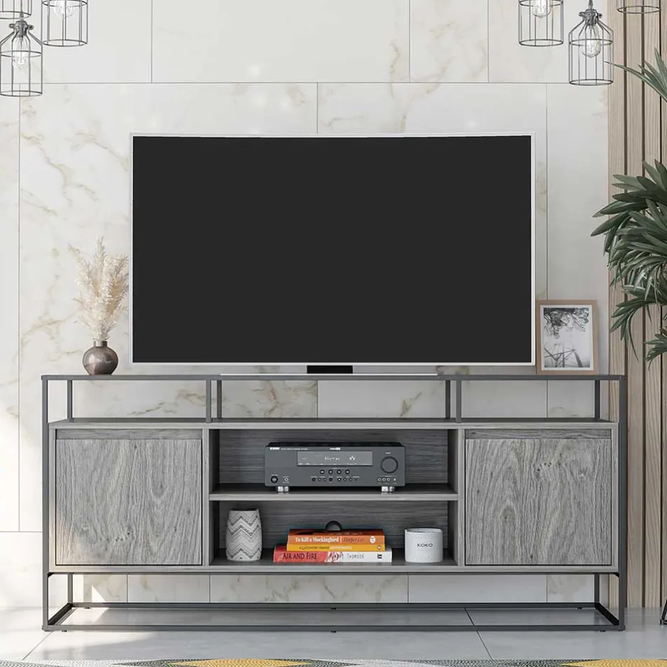 Wohnen Design TV Kommode in Eiche Grau - Midland