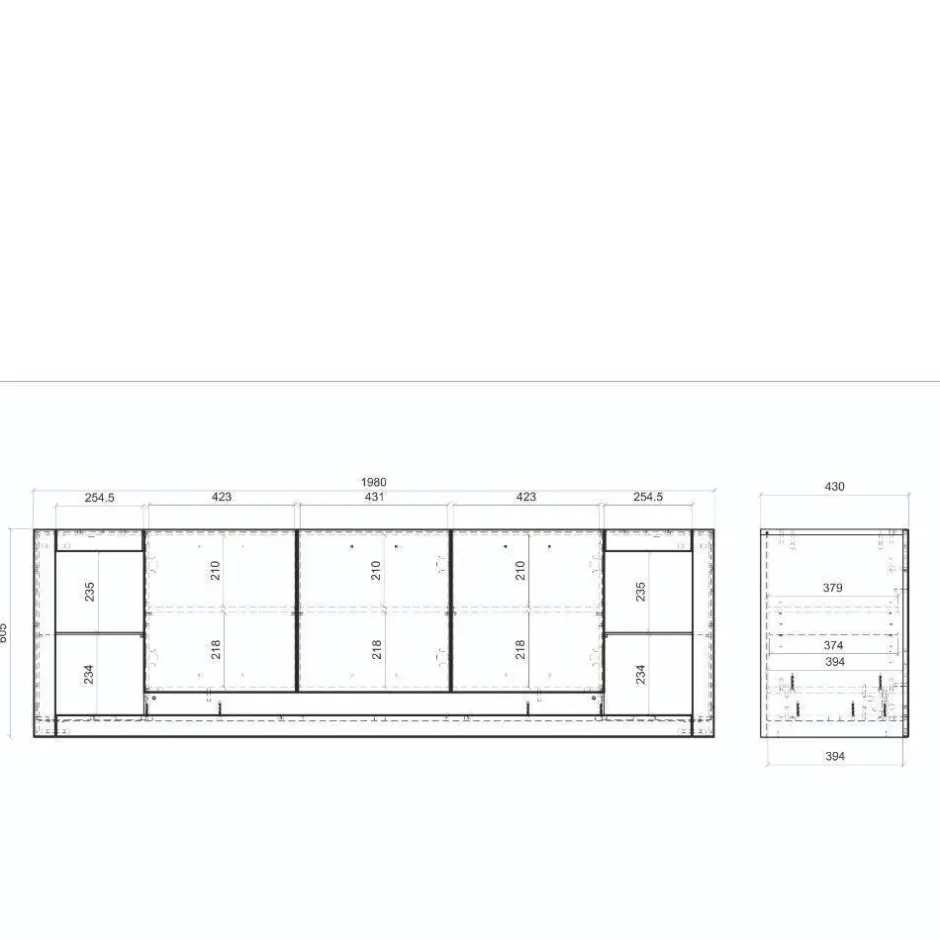 Design TV-Lowboard mit vier offenen Fächern - Adejano^Wohnen Discount