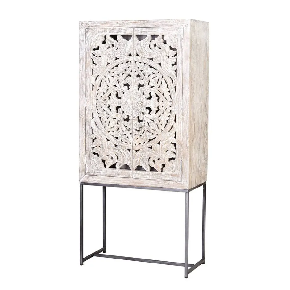 Design Vintageschrank in White Wash Mangoholz - Fudorus^Wohnen Outlet