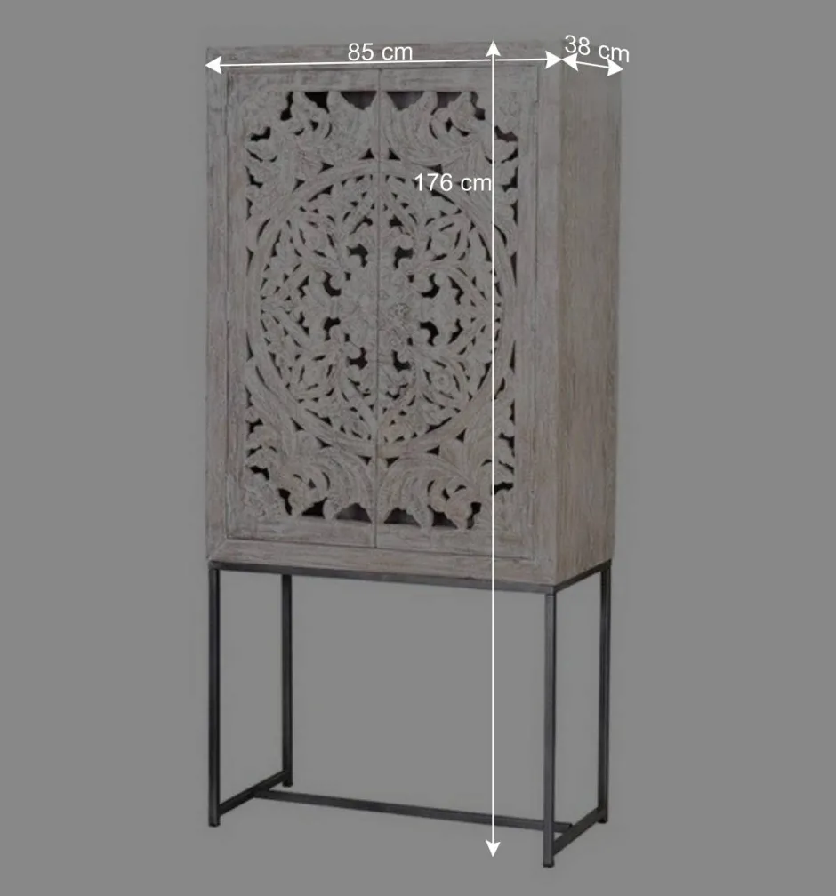 Design Vintageschrank in White Wash Mangoholz - Fudorus^Wohnen Outlet