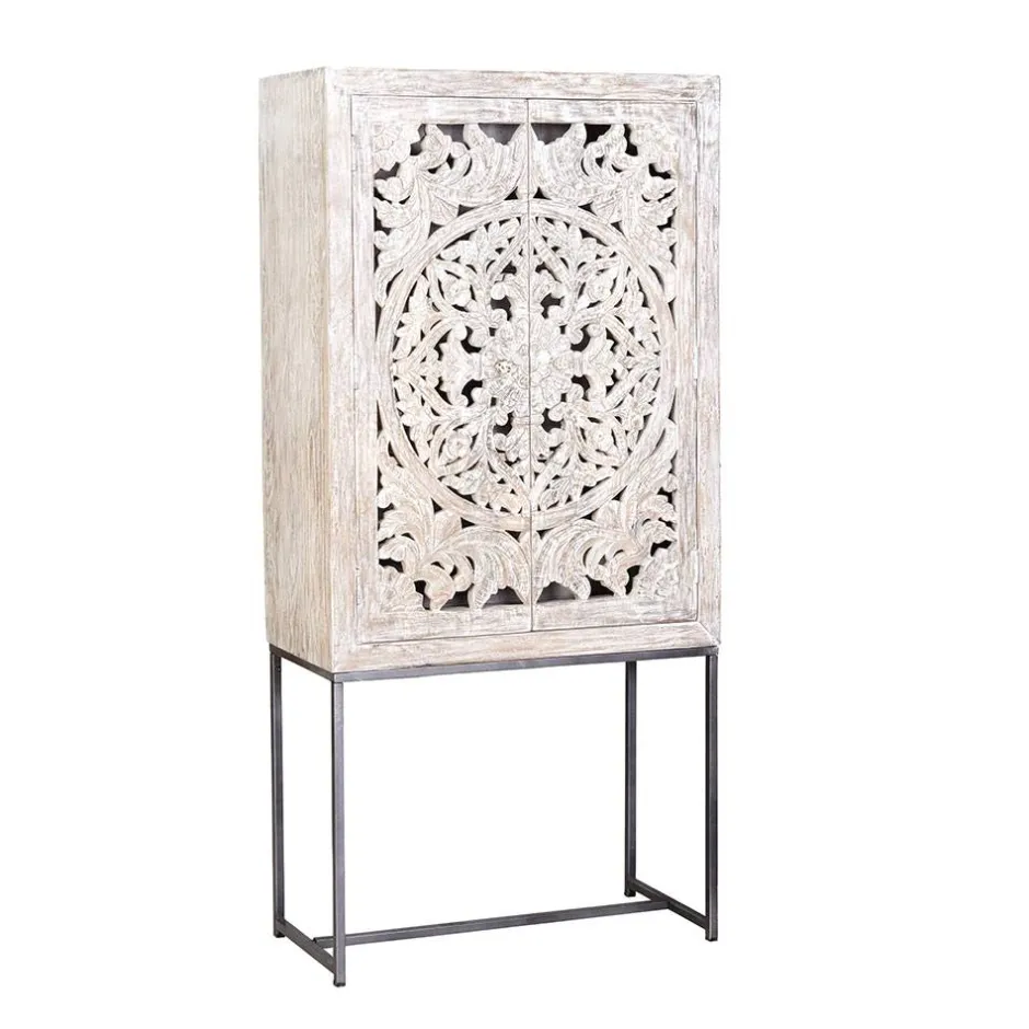 Design Vintageschrank in White Wash Mangoholz - Fudorus^Wohnen Outlet