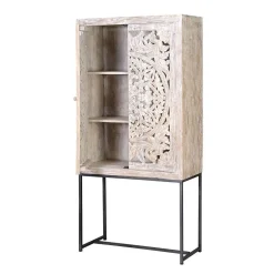 Design Vintageschrank in White Wash Mangoholz - Fudorus^Wohnen Outlet