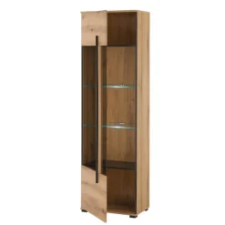 Wohnen Design Vitrine in Holzoptik Eiche Natur - Brocus