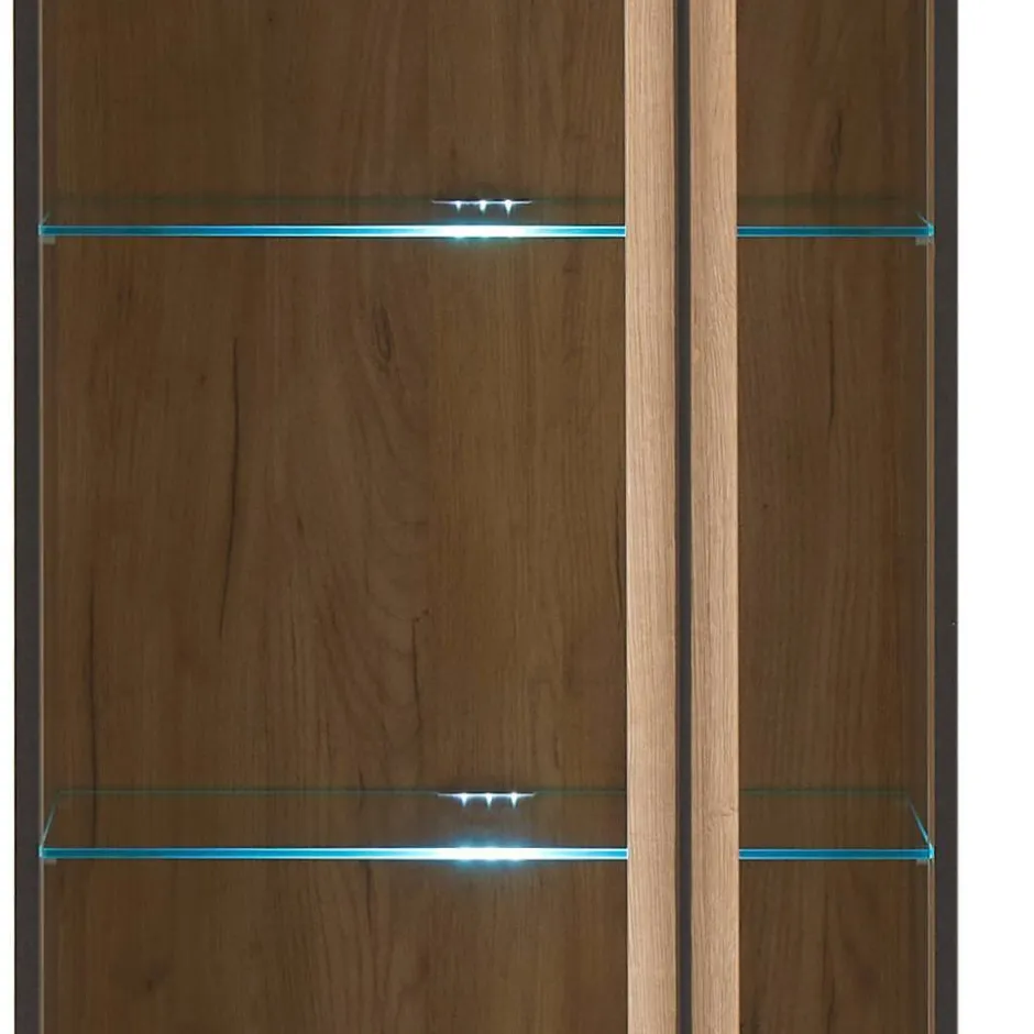 Wohnen Design Vitrine in Holzoptik Eiche Natur - Brocus