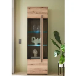 Wohnen Design Vitrine in Holzoptik Eiche Natur - Brocus