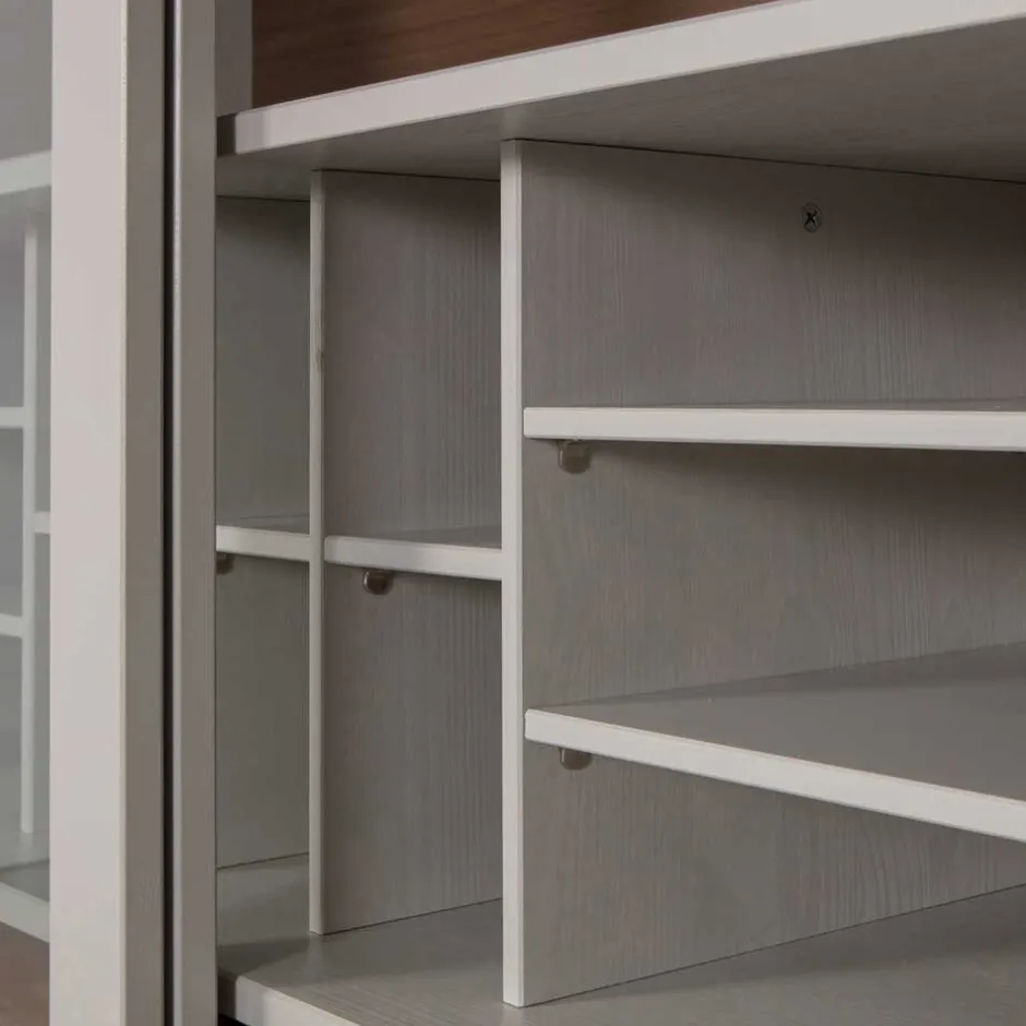 Wohnen Design Vitrinenschrank mit Glas-Schiebetüren - Cretasa