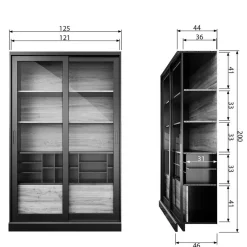 Wohnen Design Vitrinenschrank mit Glas-Schiebetüren - Cretasa