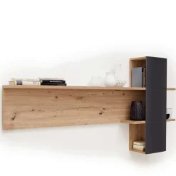 Wohnen Design Wandboard Regal in Eichefarben & Grau - Vecenda