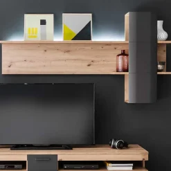 Wohnen Design Wandboard Regal in Eichefarben & Grau - Vecenda