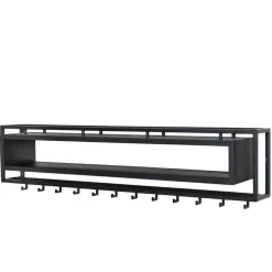 Wohnen Design Wandgarderobe mit Ablagefach in Schwarz - Acke I