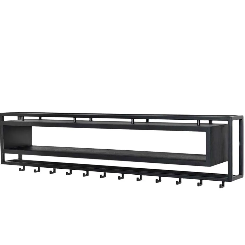 Wohnen Design Wandgarderobe mit Ablagefach in Schwarz - Acke I