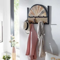 Design Wandgarderobe mit Wiener Geflecht & Holz - Leiria^Wohnen Sale