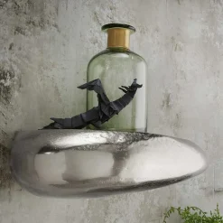 Wohnen Design Wandregal in Nickelfarben - Indrya