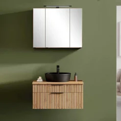 Design Waschtisch Set mit schwarzem Becken - Crystoga (zweiteilig)^Wohnen New