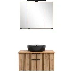 Design Waschtisch Set mit schwarzem Becken - Crystoga (zweiteilig)^Wohnen New