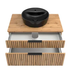 Design Waschtisch Set mit schwarzem Becken - Crystoga (zweiteilig)^Wohnen New