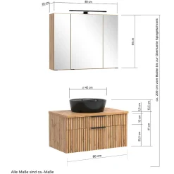 Design Waschtisch Set mit schwarzem Becken - Crystoga (zweiteilig)^Wohnen New