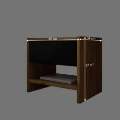 Wohnen Design Wildeiche Bett & Nachttische - Olbysca (dreiteilig)