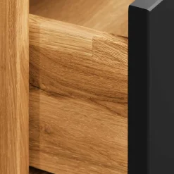 Wohnen Design Wildeiche Bett & Nachttische - Olbysca (dreiteilig)