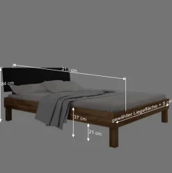 Wohnen Design Wildeiche Bett & Nachttische - Olbysca (dreiteilig)