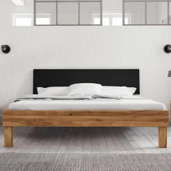 Wohnen Design Wildeichebett mit schwarzem Kopfteil - Olbysca I