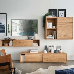 Wohnen Design Wohnwand aus Massivholz - Sinta (dreiteilig)